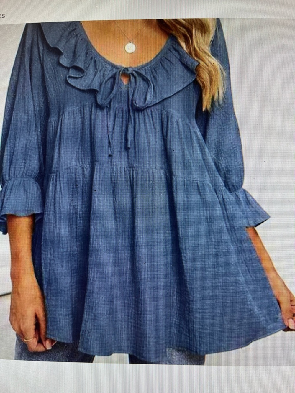 Zesica Pink Ruffle Babydoll Top Textured Gauze Vacation resort size XL NWT - Picture 2 of 10